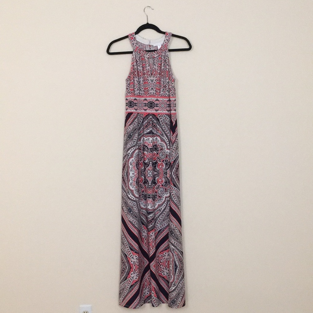 London Times Printed Halter Maxi - Size 4